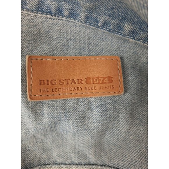 BIG STAR Distressed Raw Hem Blue Jean Denim Vest M - Picture 2 of 9